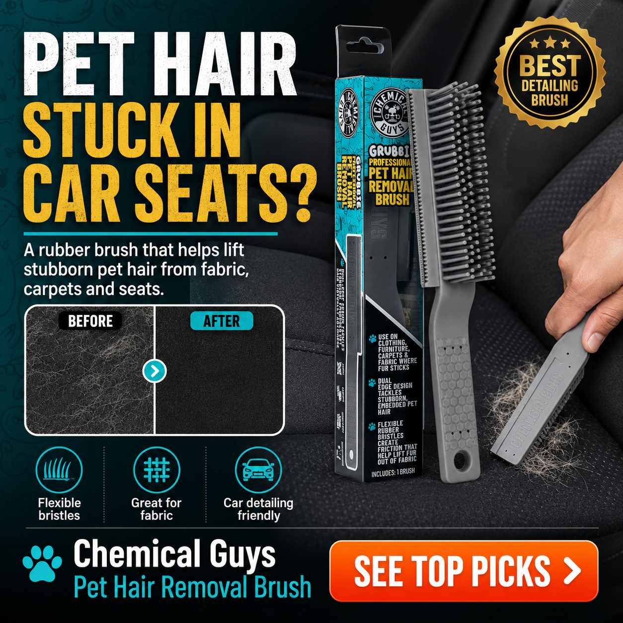 Chemical Guys Pet Hair Removal Brush for detailing